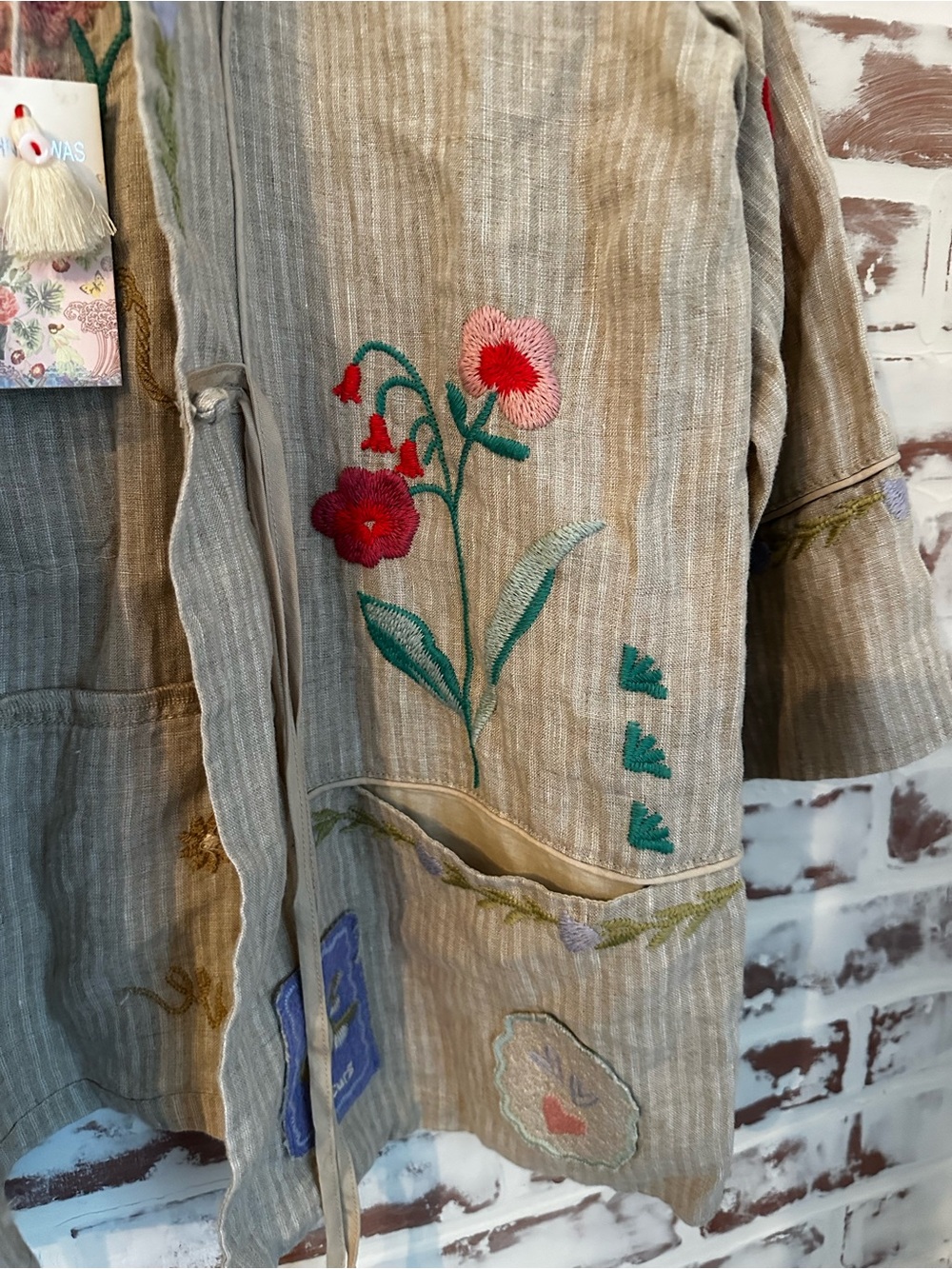 Johnny Was Beige Embroidered Kimono Jacket - Fleur - Picture 3 of 9